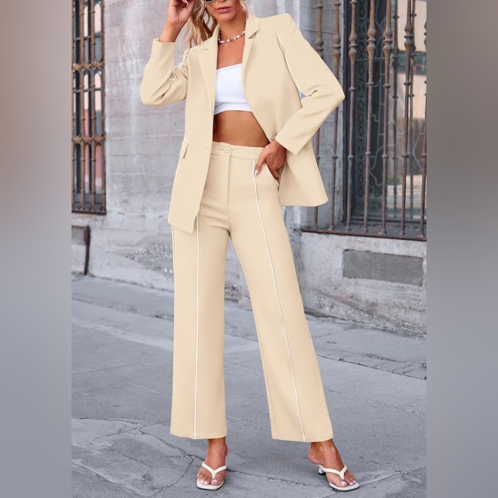 PRETTYGARDEN Fall Spring 2 Piece Blazer Outfits Business Casual Oversized